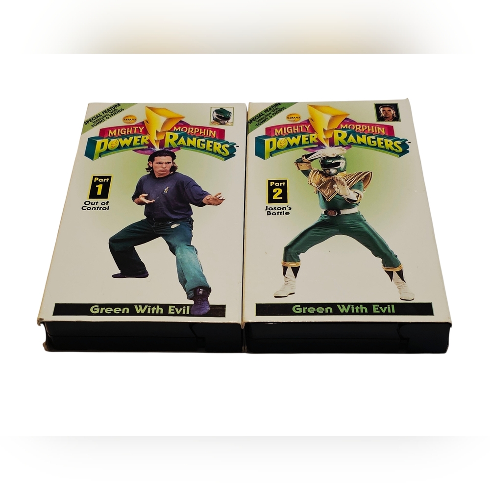 Vtg 94 Mighty Morphin Power Rangers VHS Green w Evil Pt 1 & 2